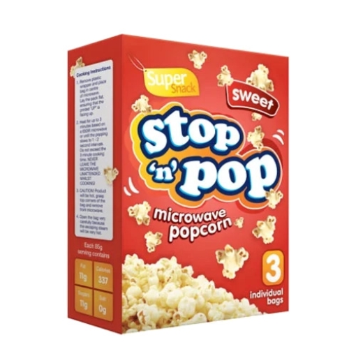 Picture of Stop n Pop Microwave Popcorn Sweet 3pk x16