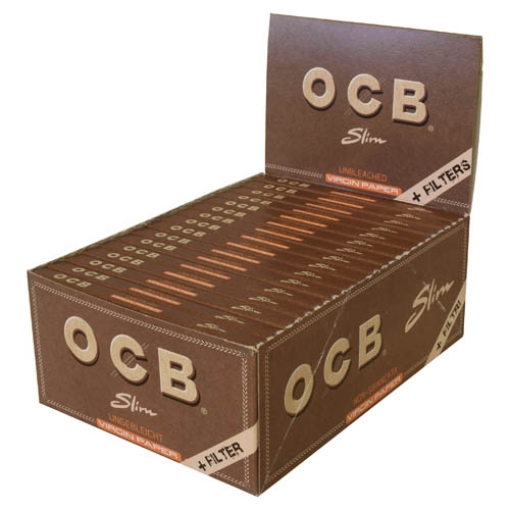 Picture of OCB Brown Papers Unbleached slim + tips 32s x32