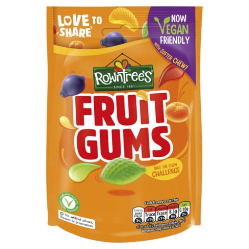 Picture of Pouch Rowntrees Fruit Gums Vegan 150g x10
