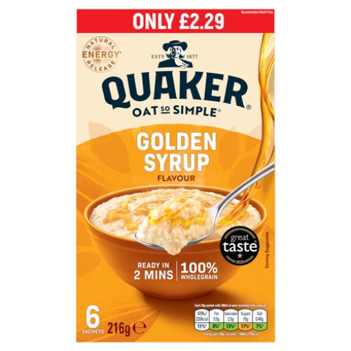 Picture of Quaker Oats Sachets Golden Syrup PM £2.29 216g x8