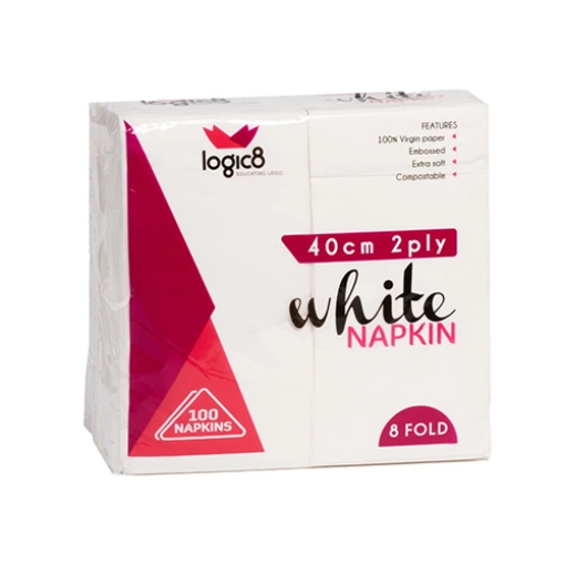 Picture of Case Napkin 33cm 2 ply 8fold White Logic8 100x20