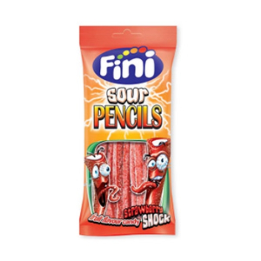 Picture of Bags Fini Sour Strawberry Tubes  80g x12
