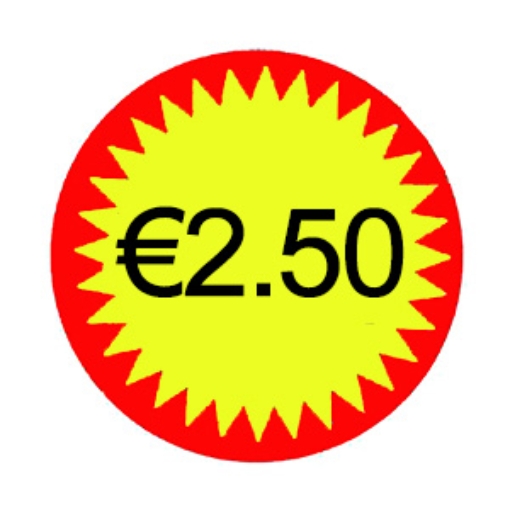Picture of Labels Flashed €2.50 Small (1000) x1