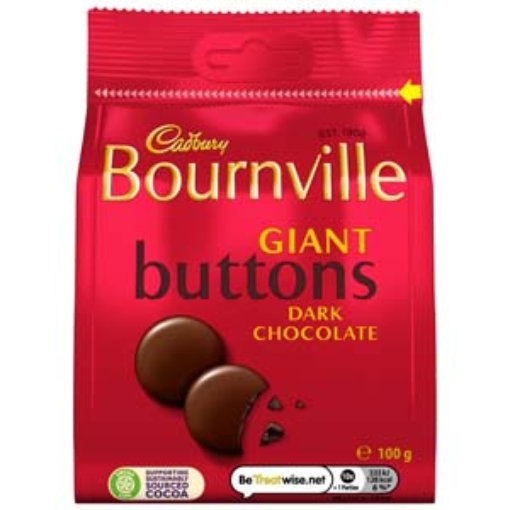 Picture of Bags Giant Buttons Bournville Cadbury 100g x10