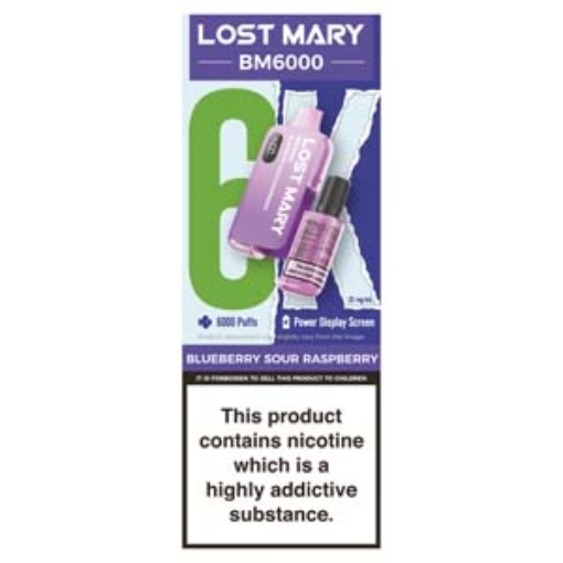 Picture of Lost Mary BM6K Blue Sour Rasp Refillable 20mg x5