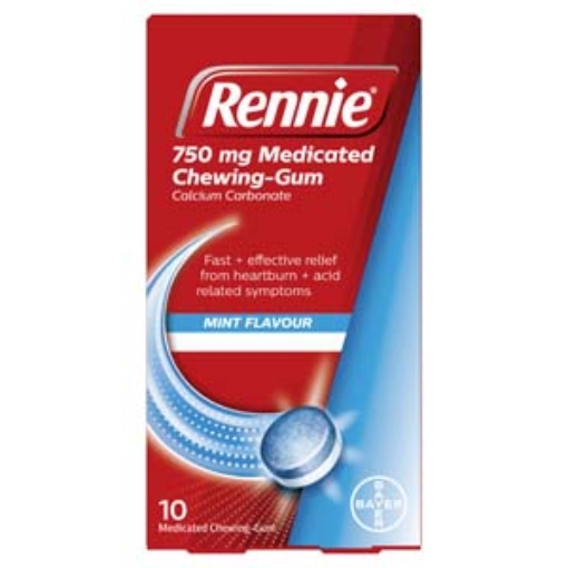 Picture of Rennies Medicated Chewing Gum  (750mg)10s x6